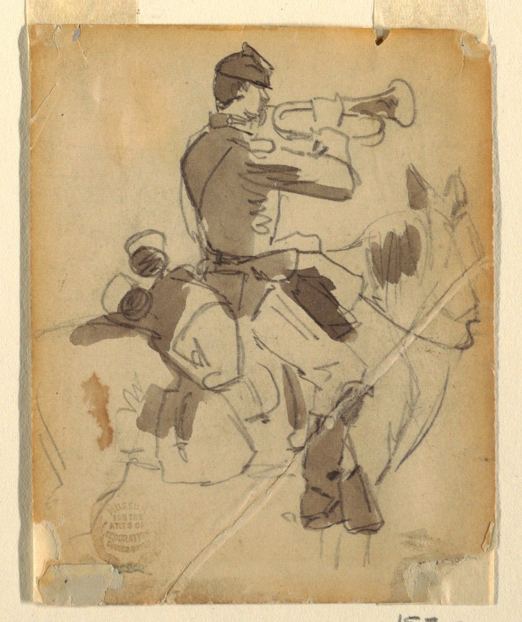 Tegning, ridende hornblæser, 1862 af Winslow Homer