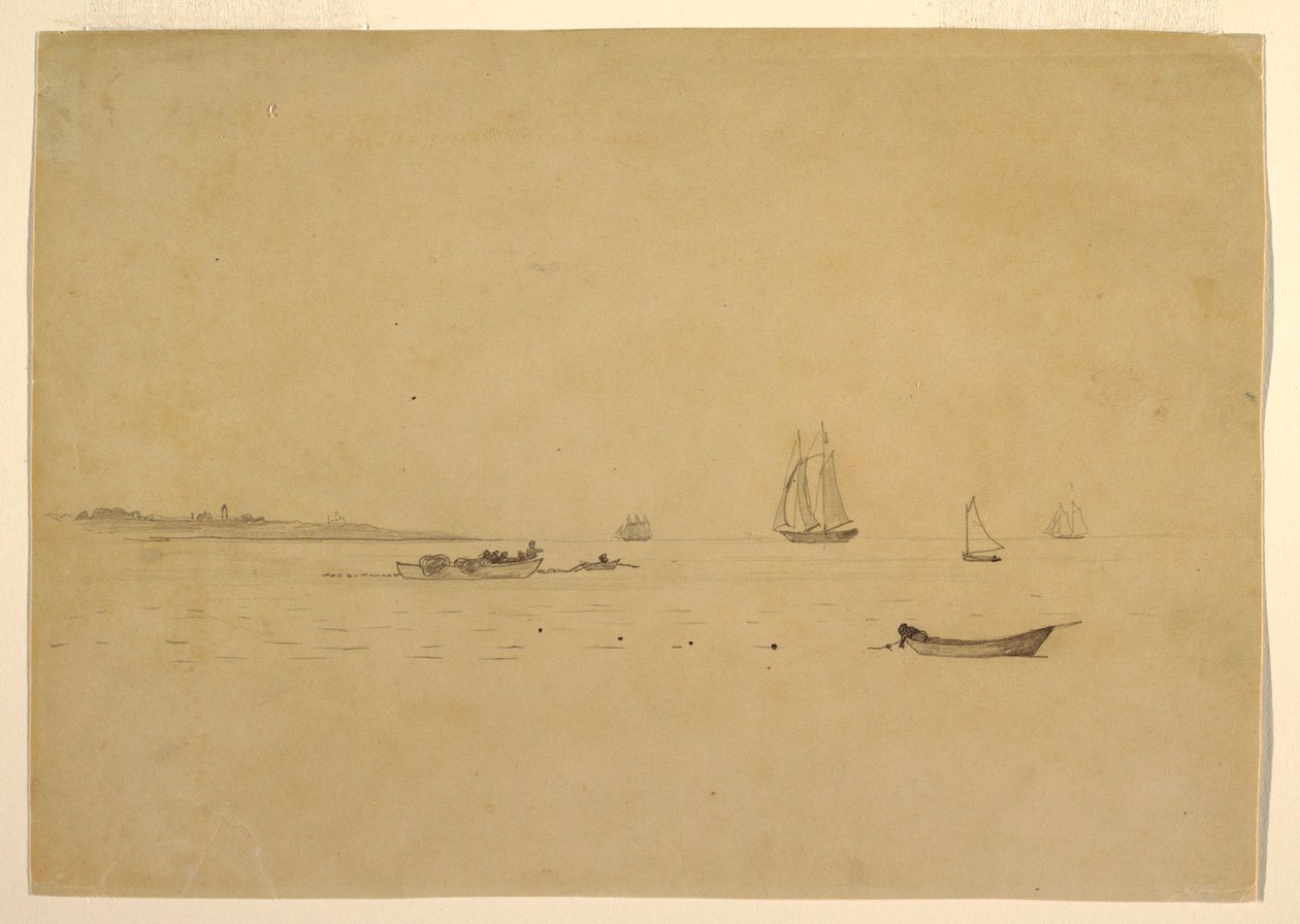 Tegning, Landspids med fyrtårn, ca. 1880 af Winslow Homer