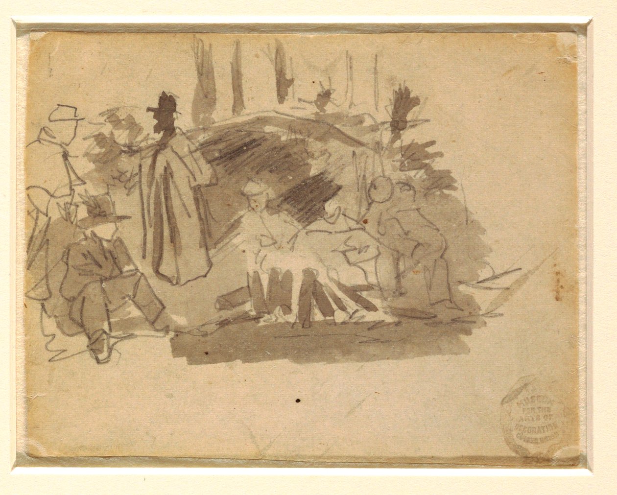 Tegning, soldater på camping, 1862 af Winslow Homer