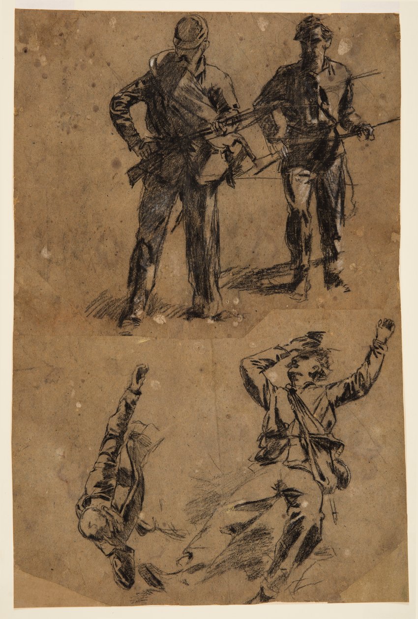 Tegning, Studier af soldater, 1863-65 af Winslow Homer