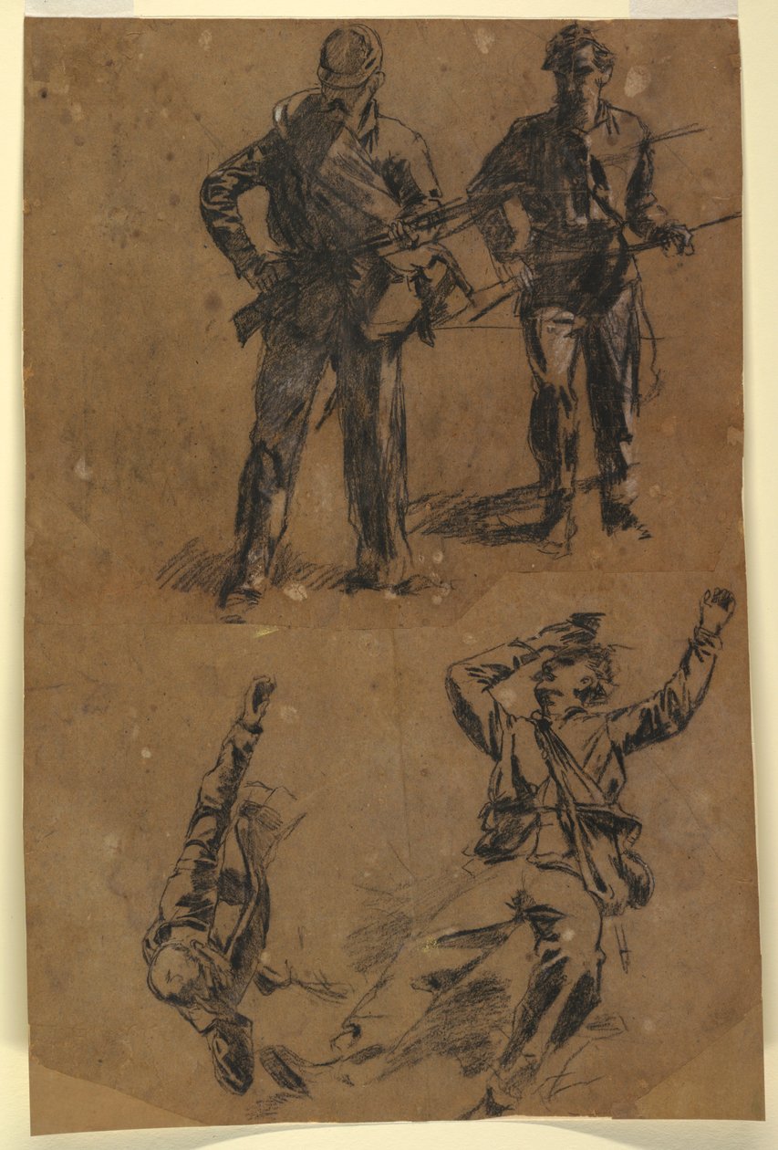 Tegning, Studier af soldater, 1863-65 af Winslow Homer