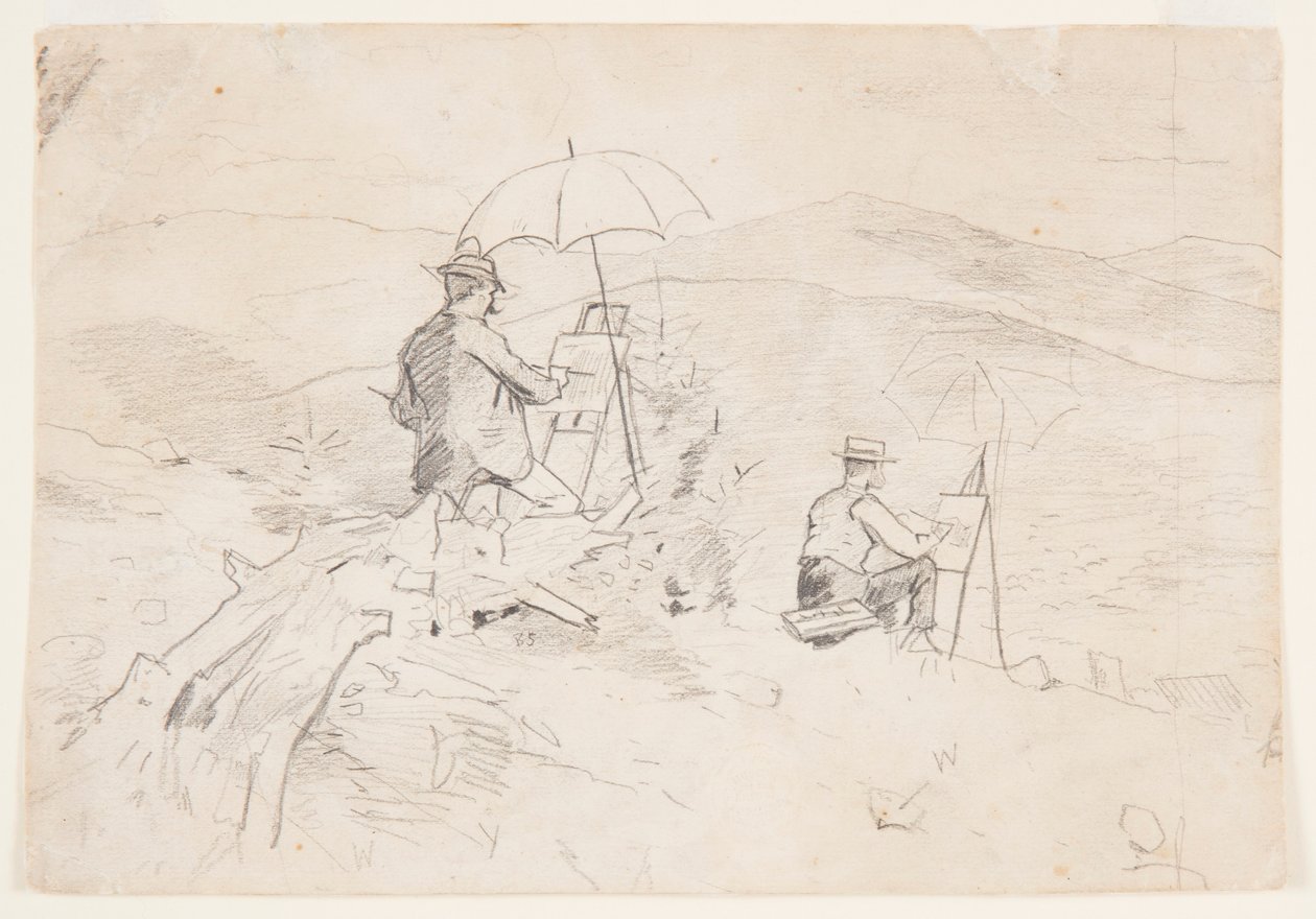 Tegning, studie til "Artists Sketching in the White Mountains" og "The Artist in the Country", 1868 af Winslow Homer