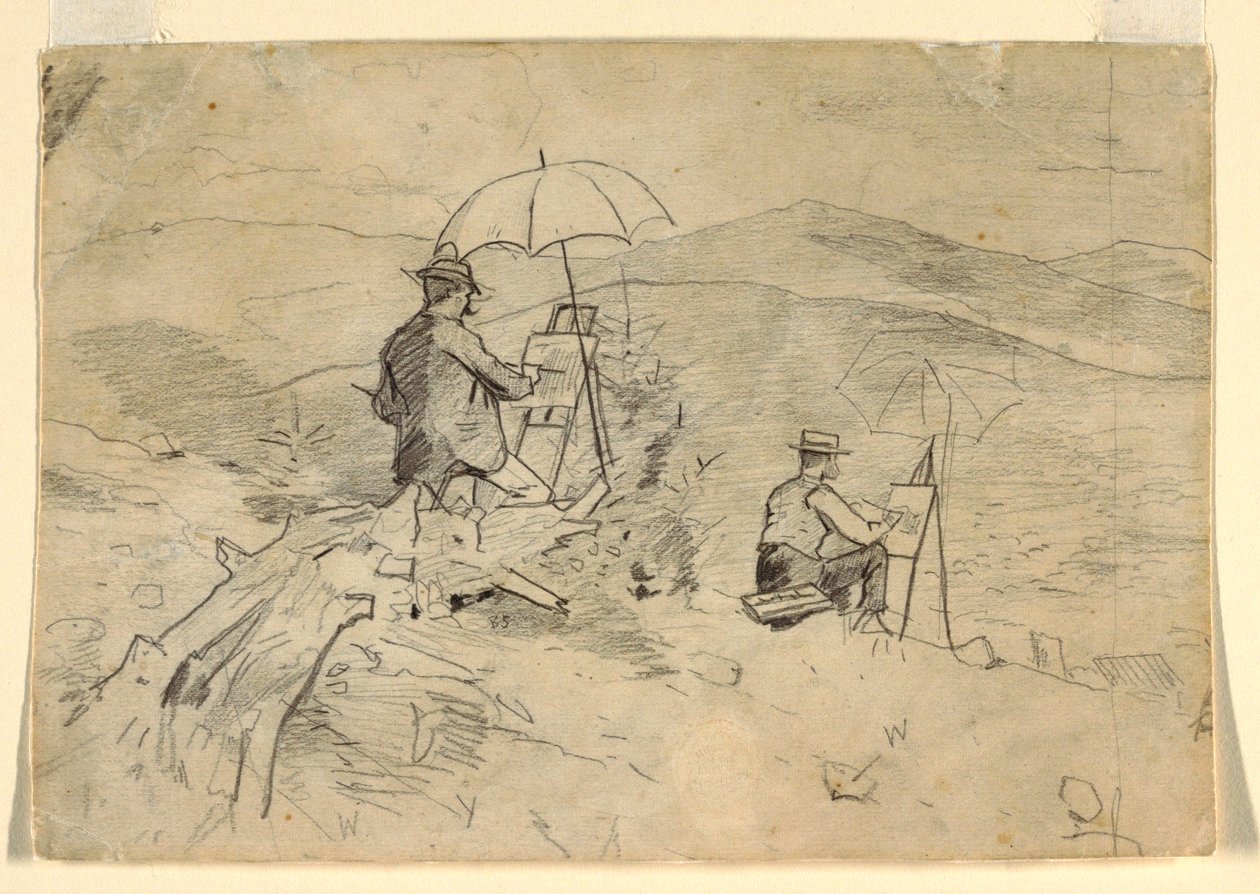 Tegning, studie til "Artists Sketching in the White Mountains" og "The Artist in the Country", 1868 af Winslow Homer