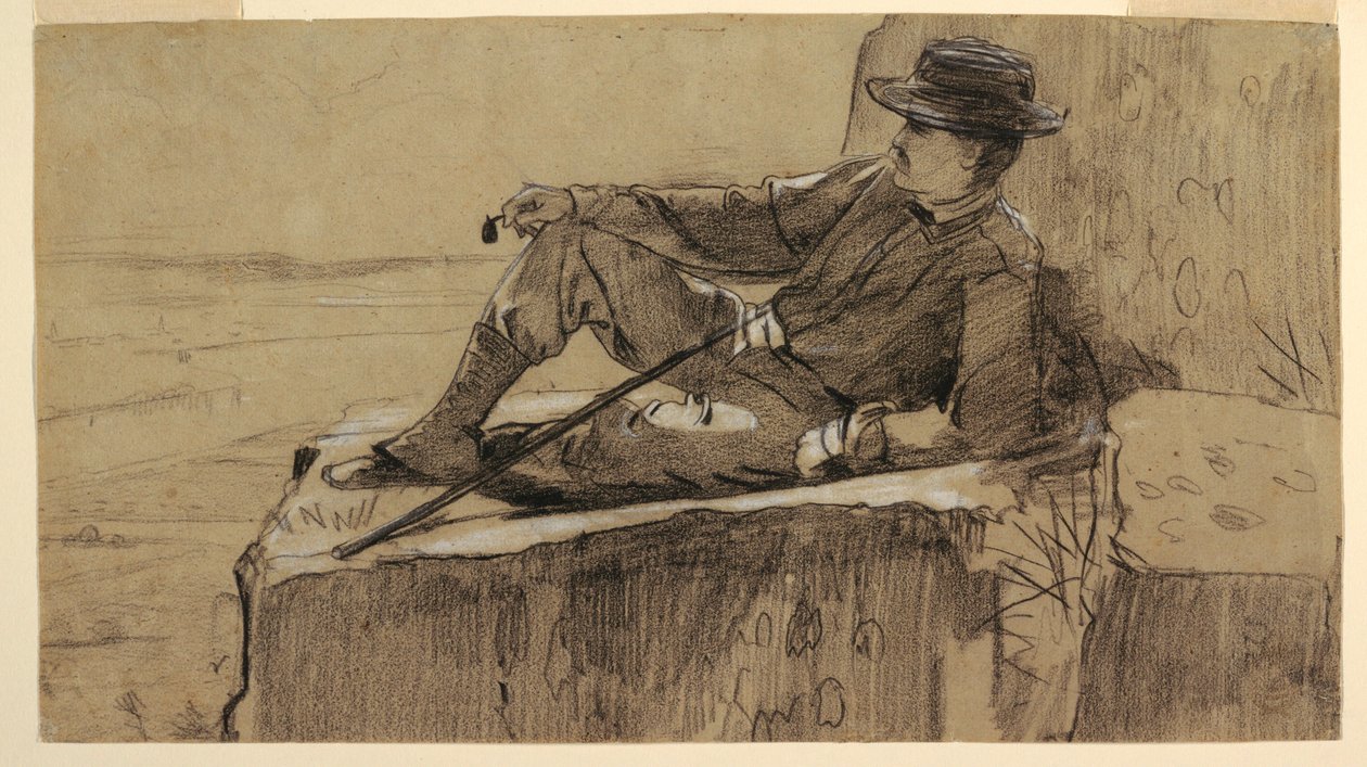 Tegning, studie til "Mountain Climber Resting", 1868-69 af Winslow Homer