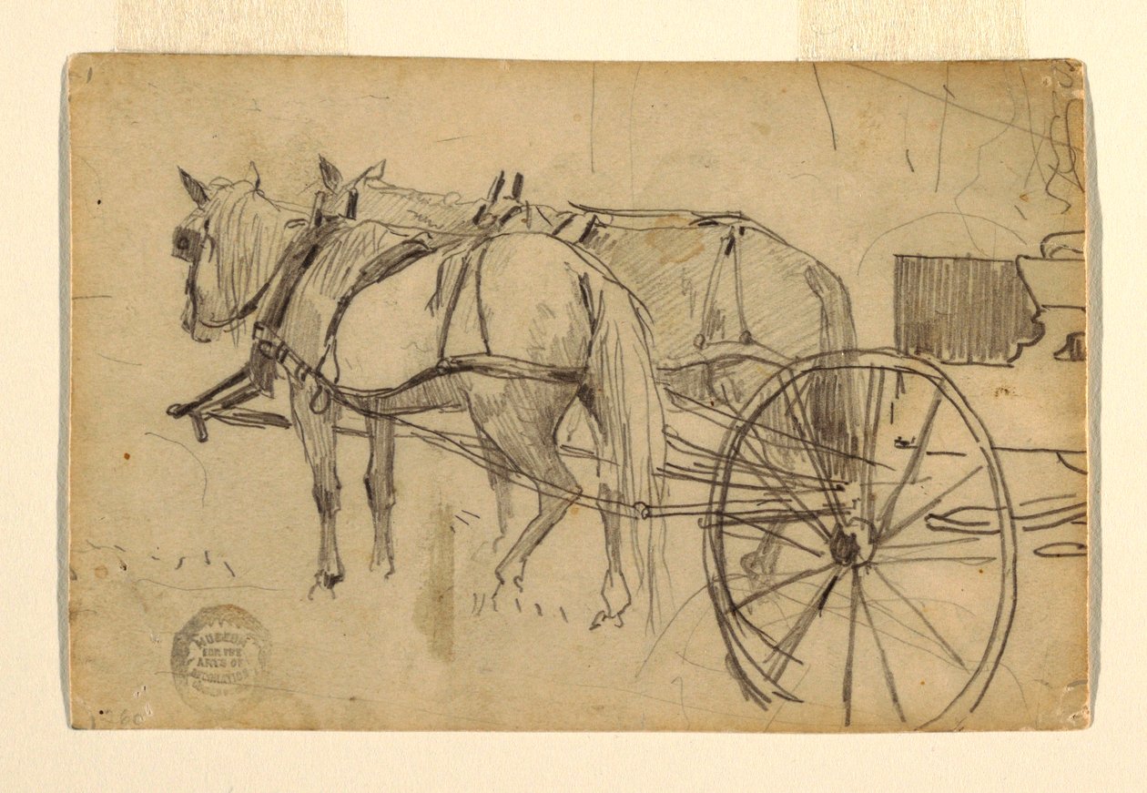 Tegning, studie til "The Picnic Excursion", 1868 af Winslow Homer