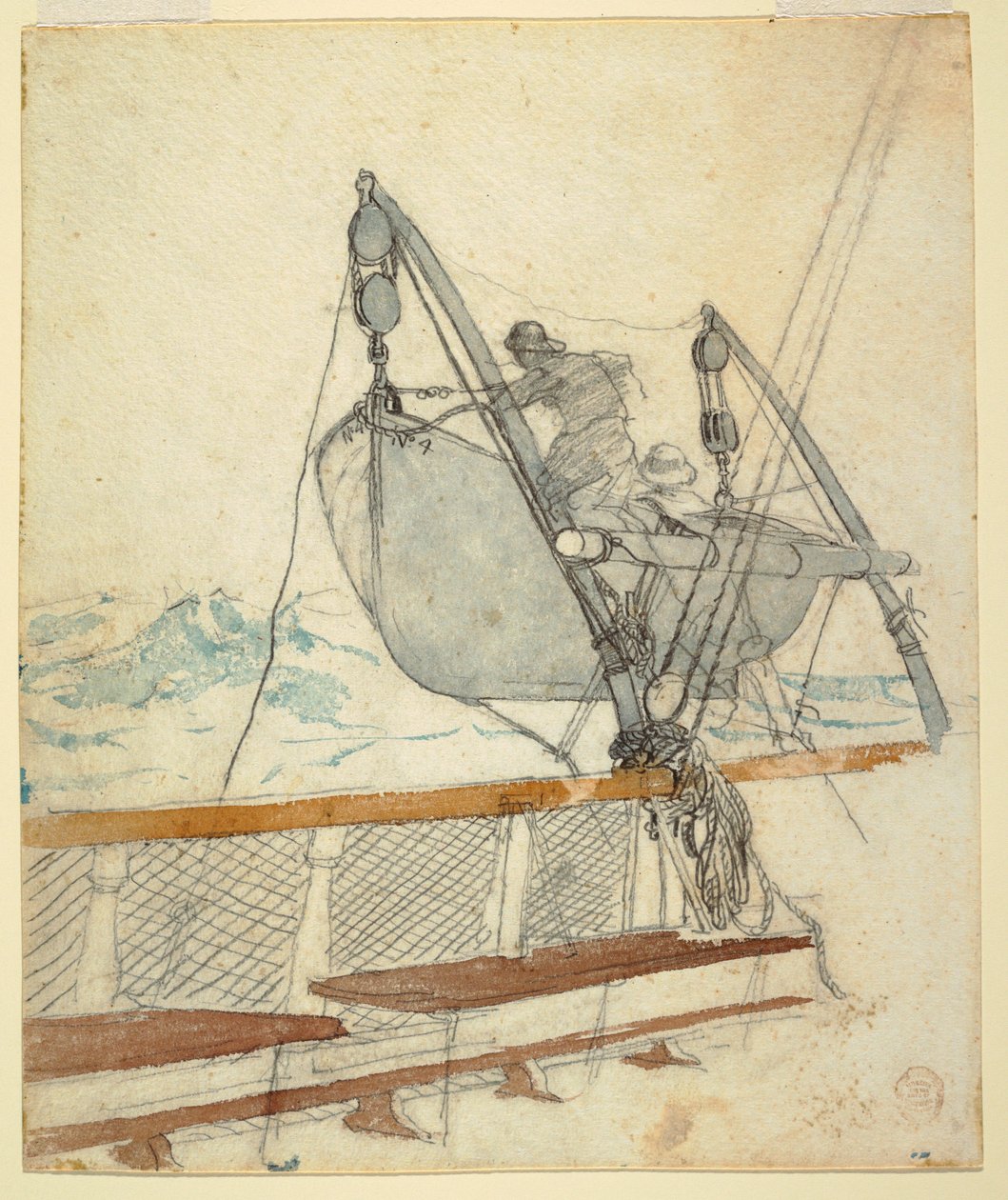 Tegning, studie til "The Signal of Distress", 1881 af Winslow Homer