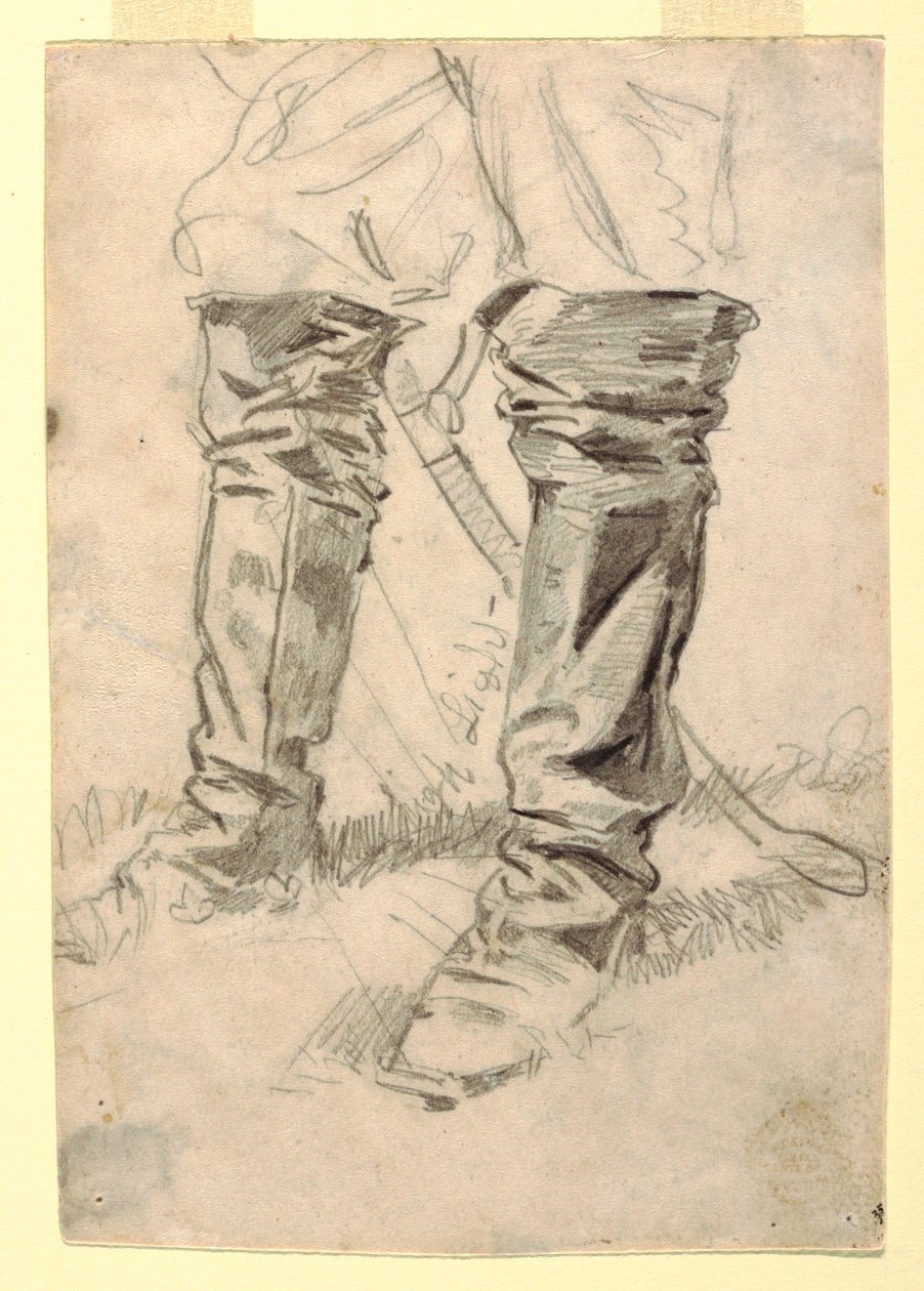 Tegning, studie af kavaleriofficerens støvler, 1862-64 af Winslow Homer