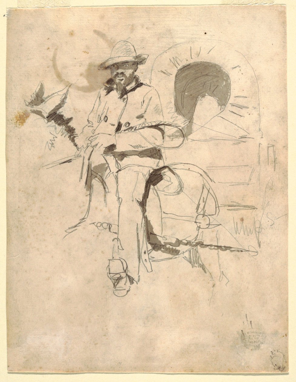Tegning, Studie af en afroamerikansk lastbilchauffør, ca. 1864 af Winslow Homer