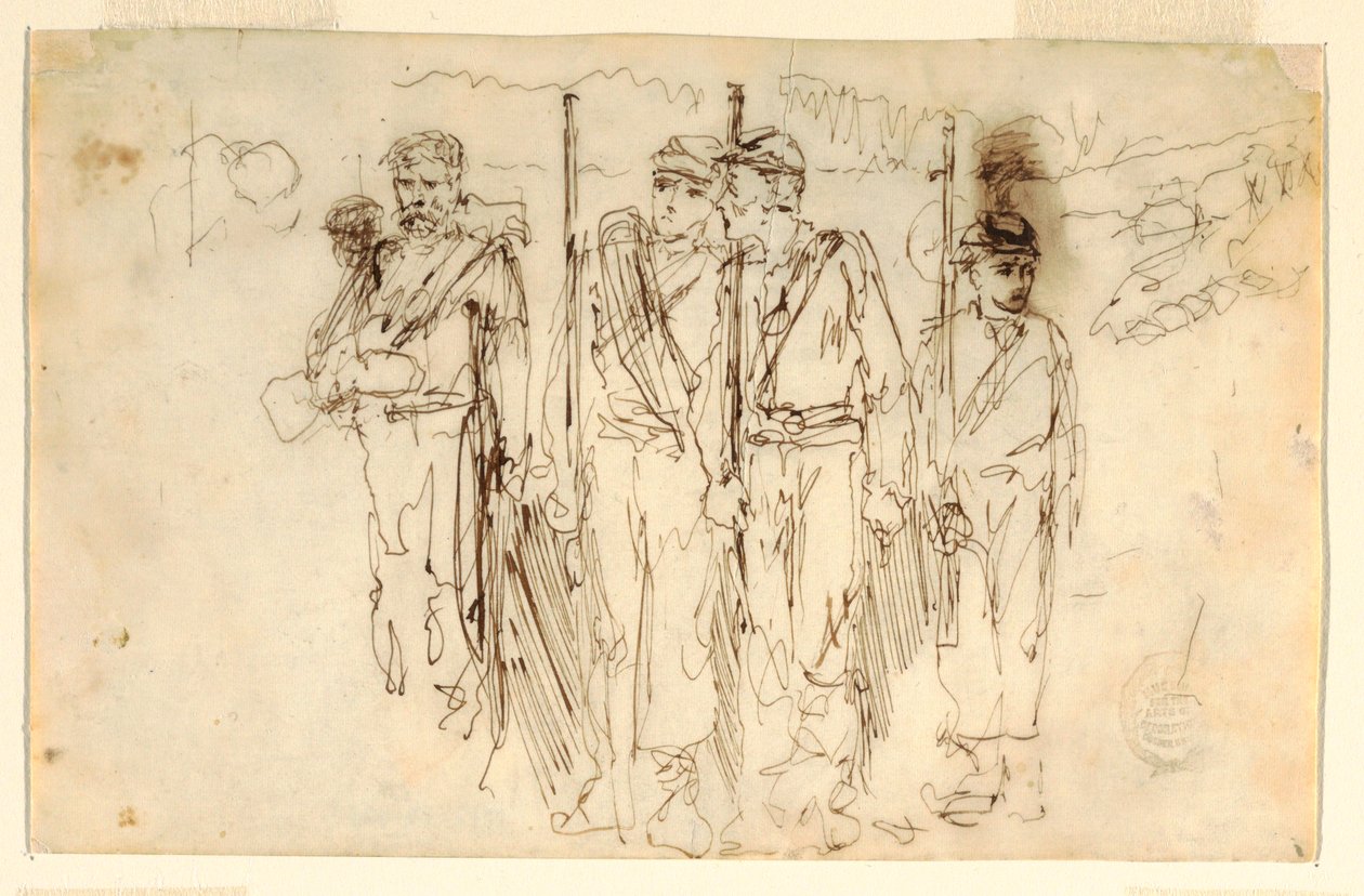 Tegning, De vandrende sårede, 1861-62 af Winslow Homer