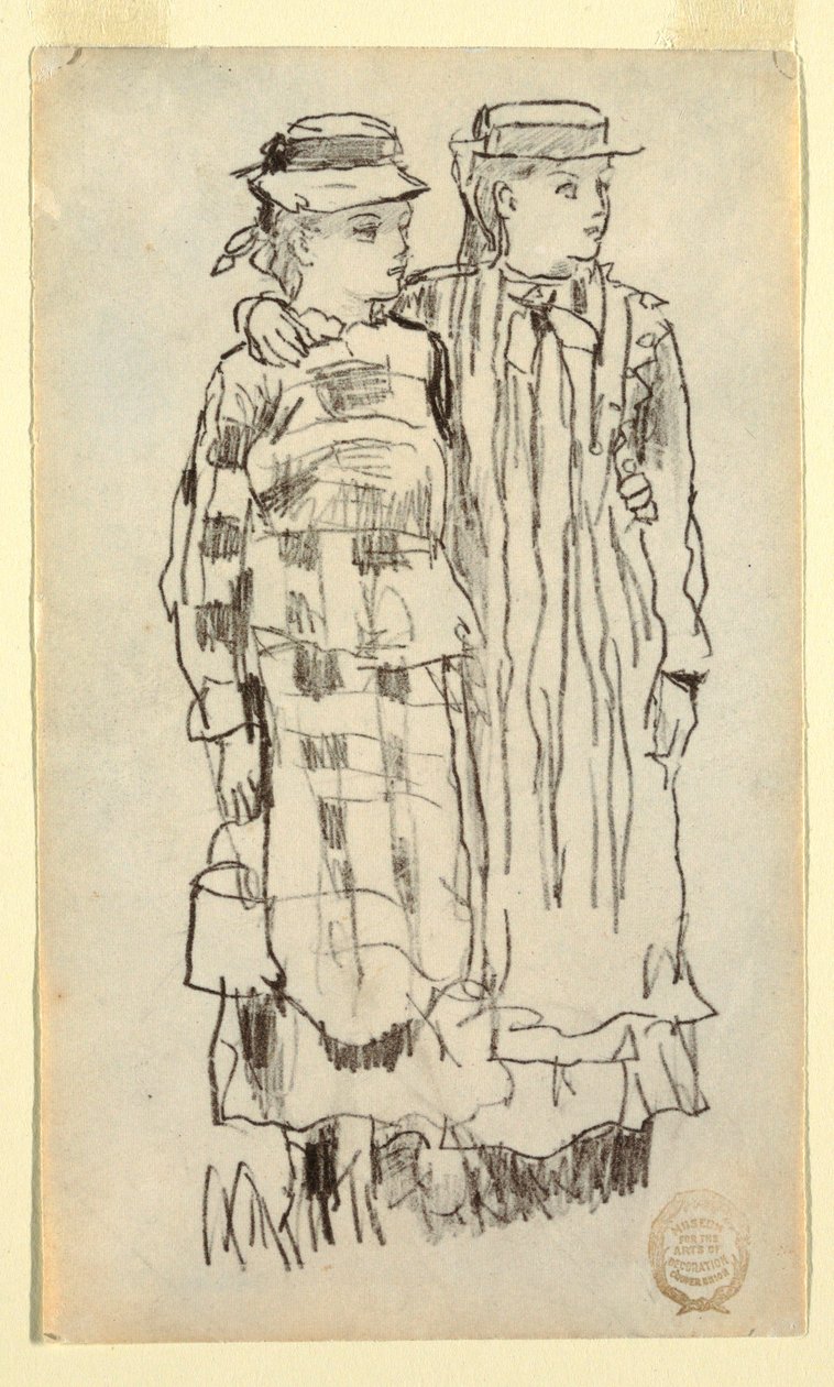 Tegning, to piger, 1879 af Winslow Homer