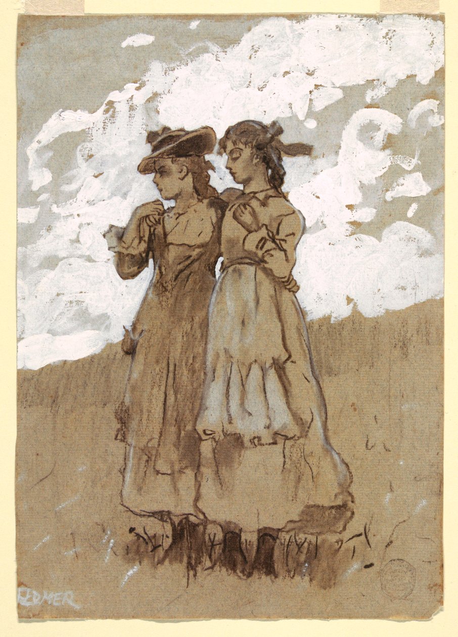 Tegning, To unge piger, 1878-79 af Winslow Homer