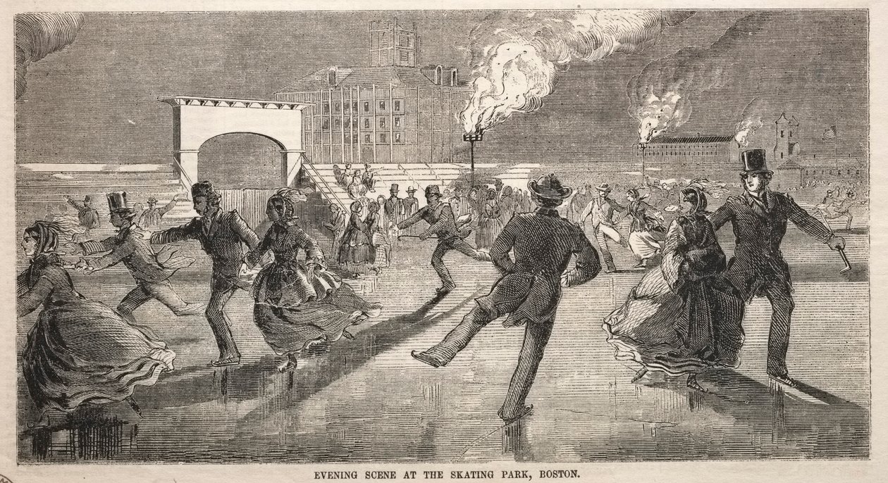Aftenscene i Skating Park, Boston, 1859. af Winslow Homer
