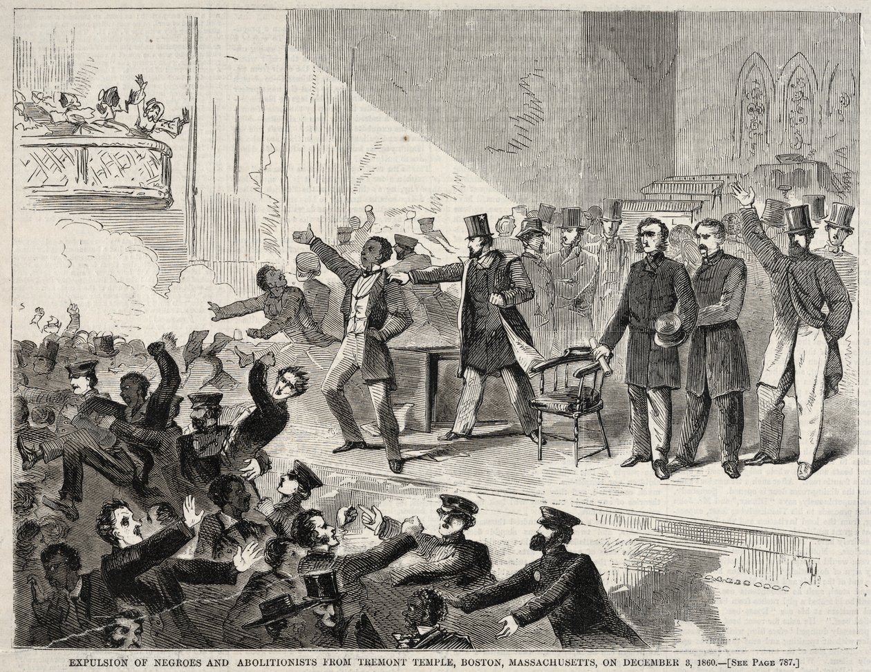 Udvisning af sorte mennesker og abolitionister fra Tremont Temple, Boston, Massachusetts..., 1860. af Winslow Homer