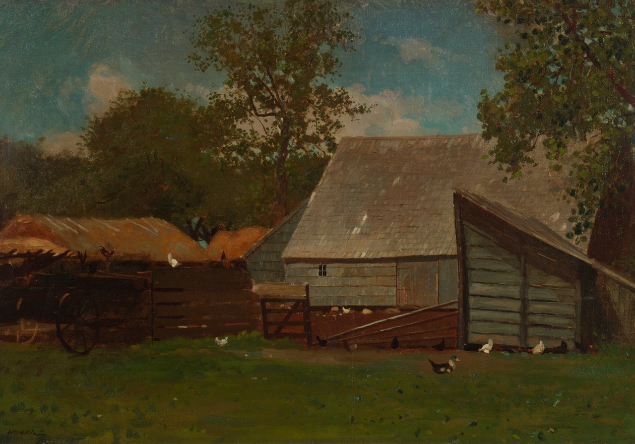 Gård med ænder og høns, 1872-73. af Winslow Homer