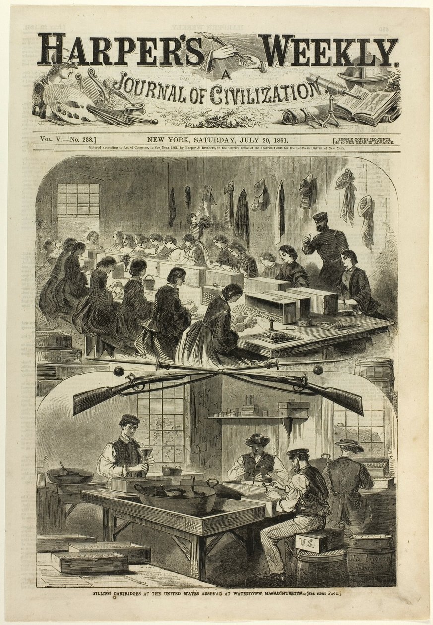 Fyldning af patroner på United States Arsenal i Watertown, Massachusetts af Winslow Homer