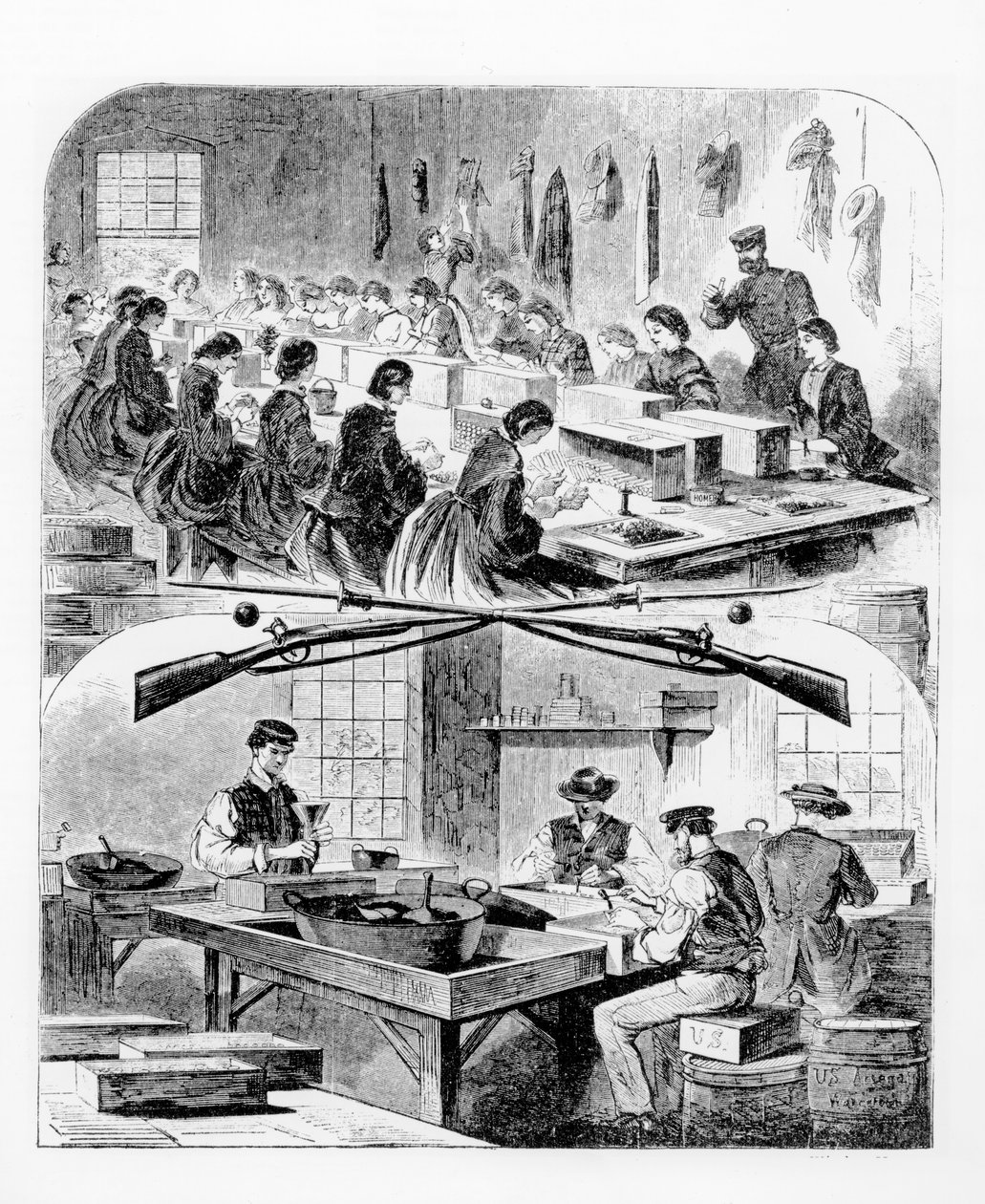 Påfyldning af patroner ved arsenalet i Watertown, Massachusetts, 1860