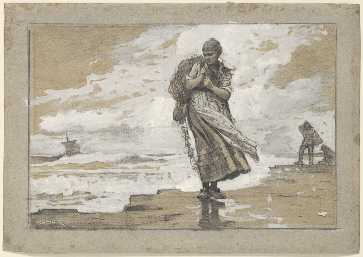 Fiskerpige med net af Winslow Homer