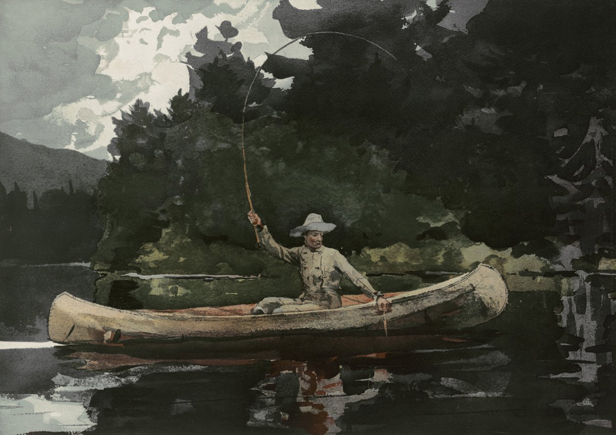 Fishing in the North Woods, udgivet af L. Prang & Co., 1896 af Winslow Homer