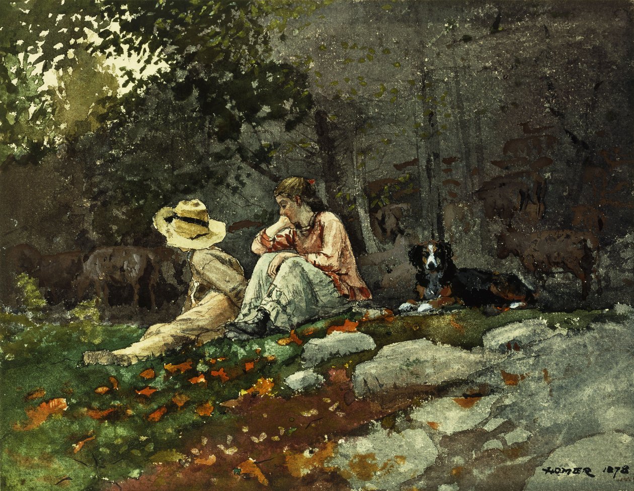 Flok får, Houghton Farm, 1878 af Winslow Homer