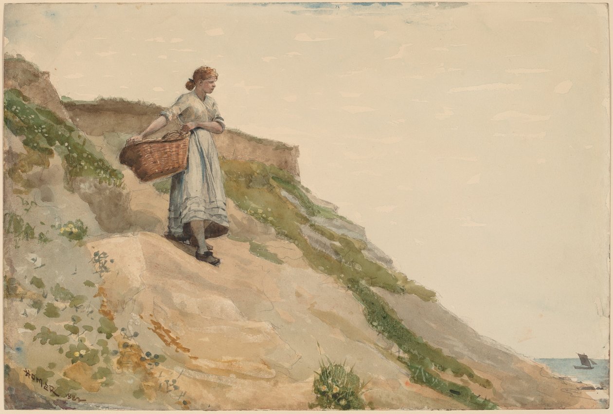 Pige, der bærer en kurv af Winslow Homer