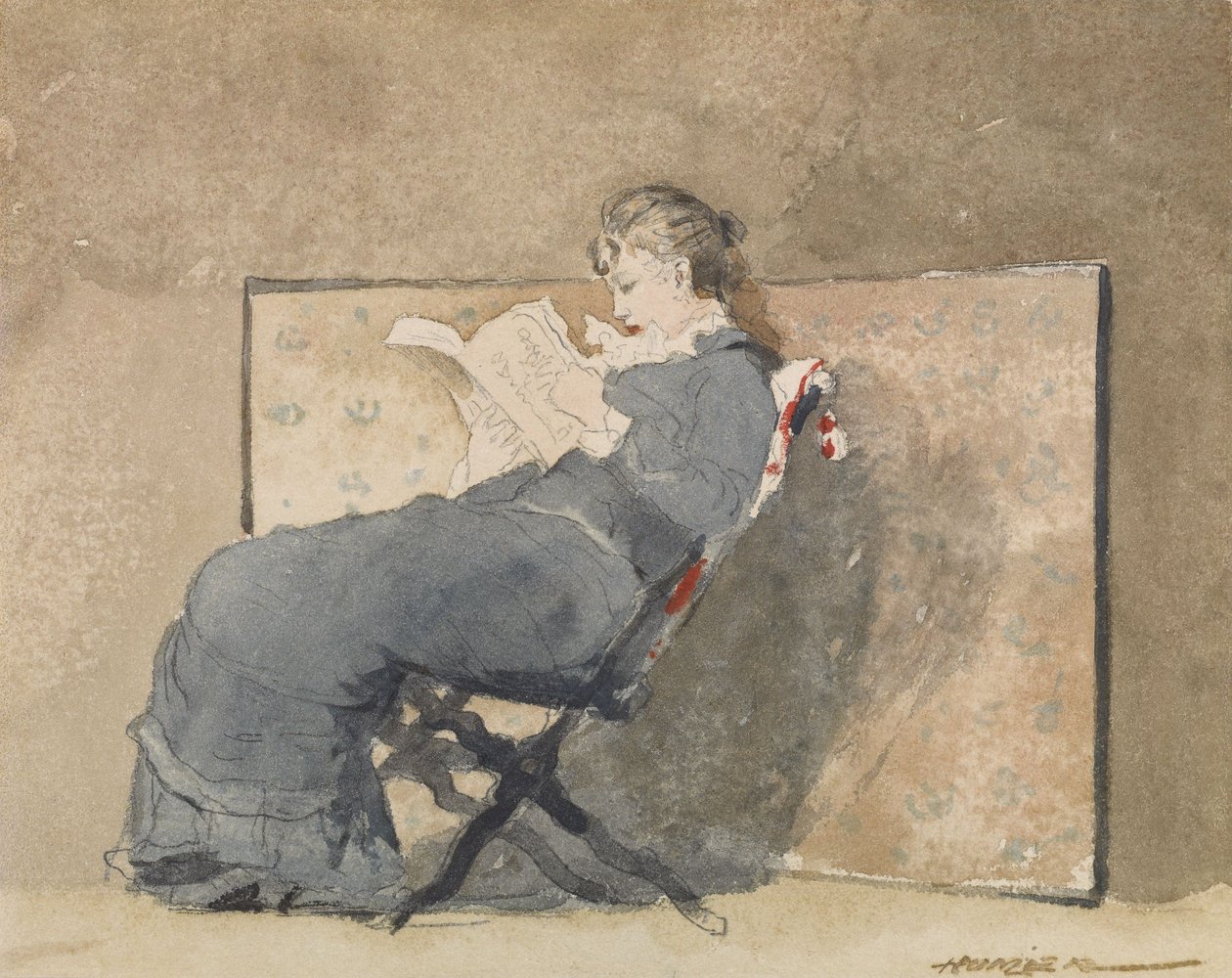 Pige, der læser af Winslow Homer