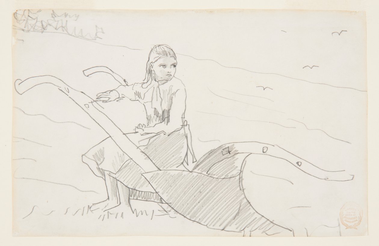 Pige siddende på en plov af Winslow Homer