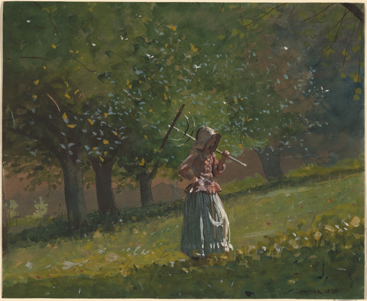 Pige med hørive af Winslow Homer