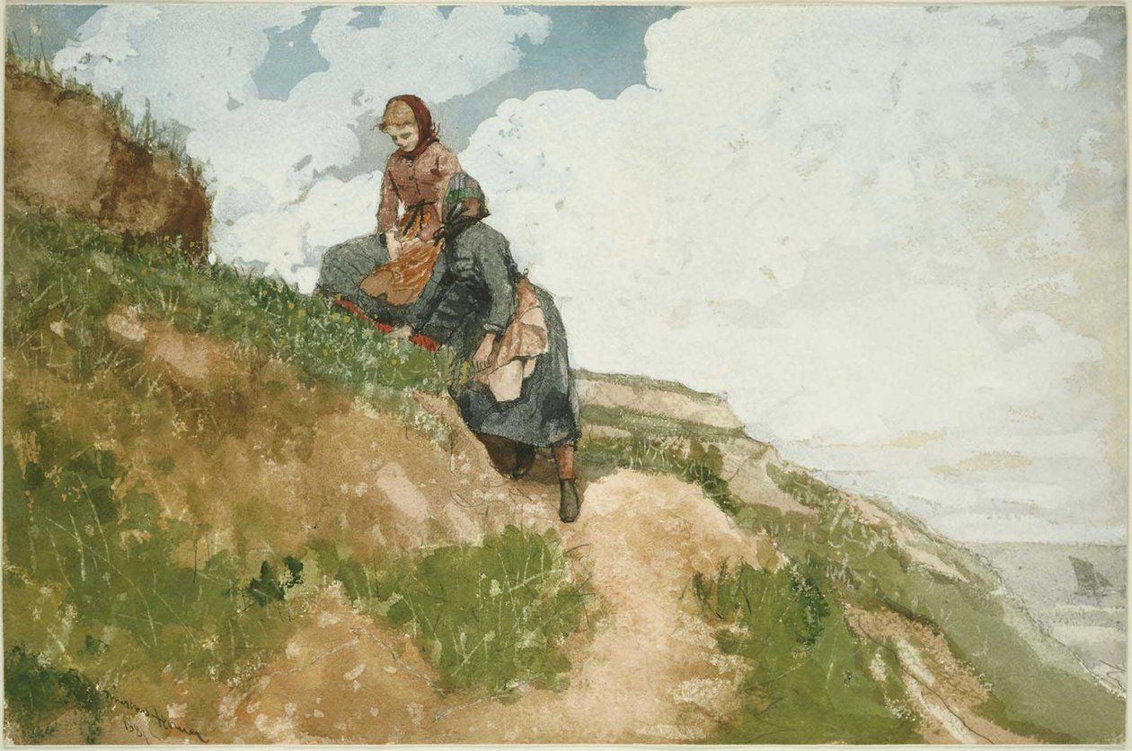 Piger på en klippe af Winslow Homer