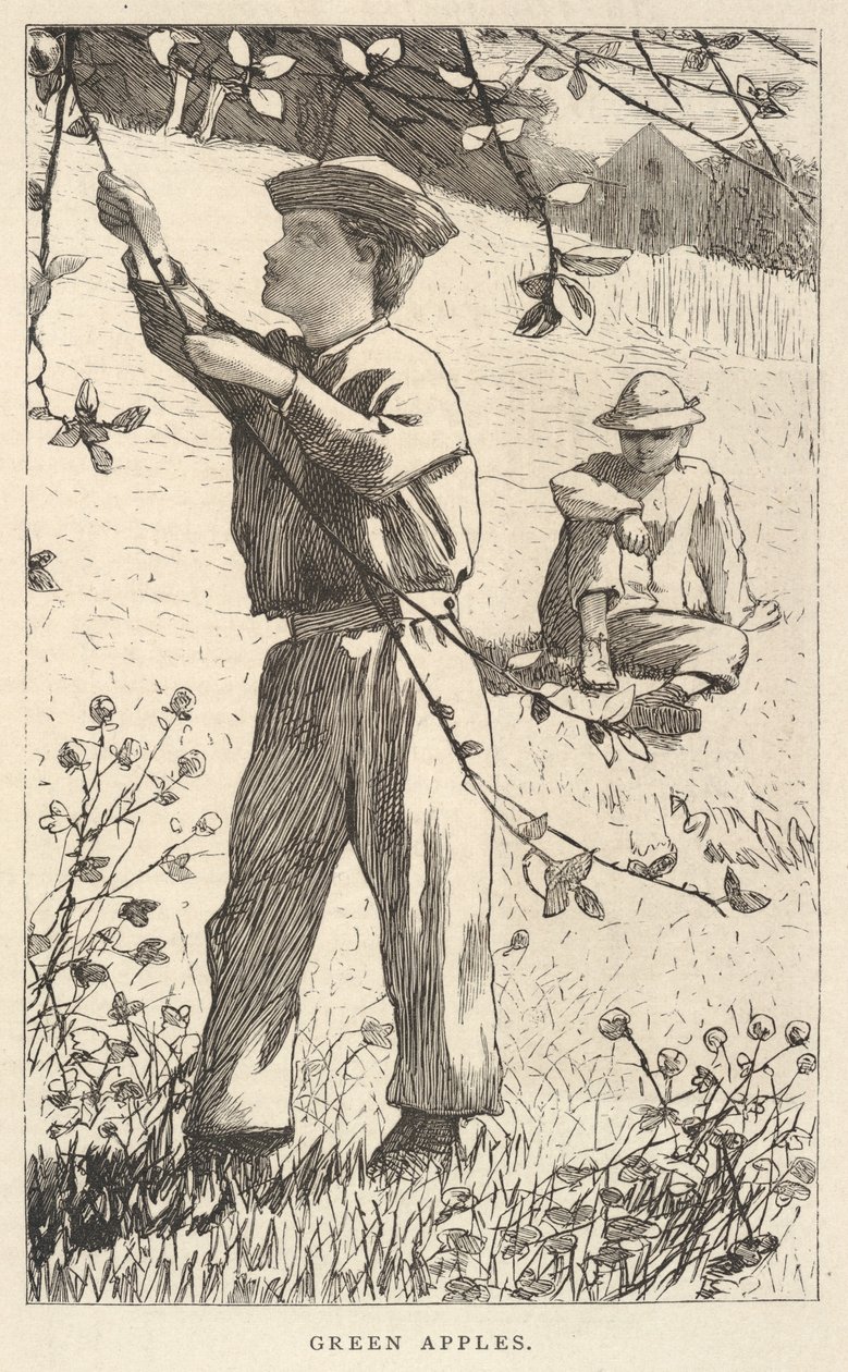 Grønne æbler, fra Our Young Folks, august 1868 af Winslow Homer