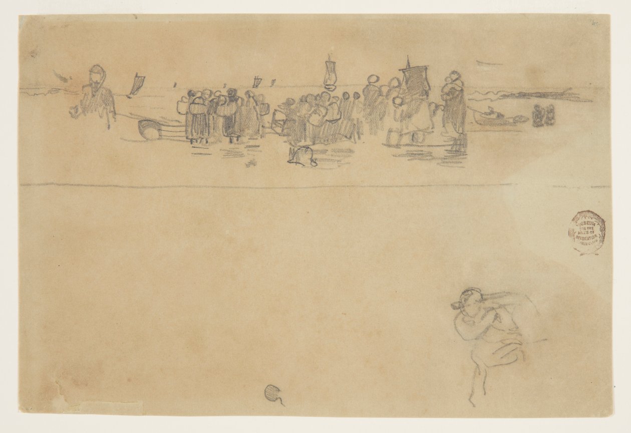 Grupper af kvinder ved stranden, Cullercoats, England af Winslow Homer