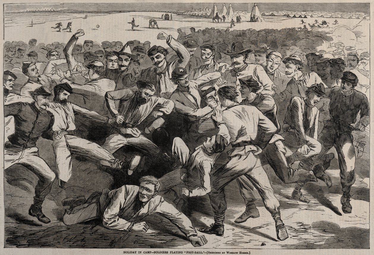 Ferie i lejren - Soldater spiller "fodbold" af Winslow Homer