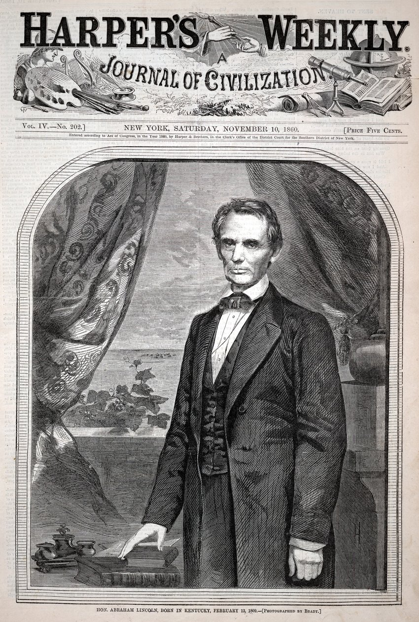 Abraham Lincoln, født i Kentucky den 12. februar 1809, ifølge Harper’s Weekly, 10. november 1860 af Winslow Homer