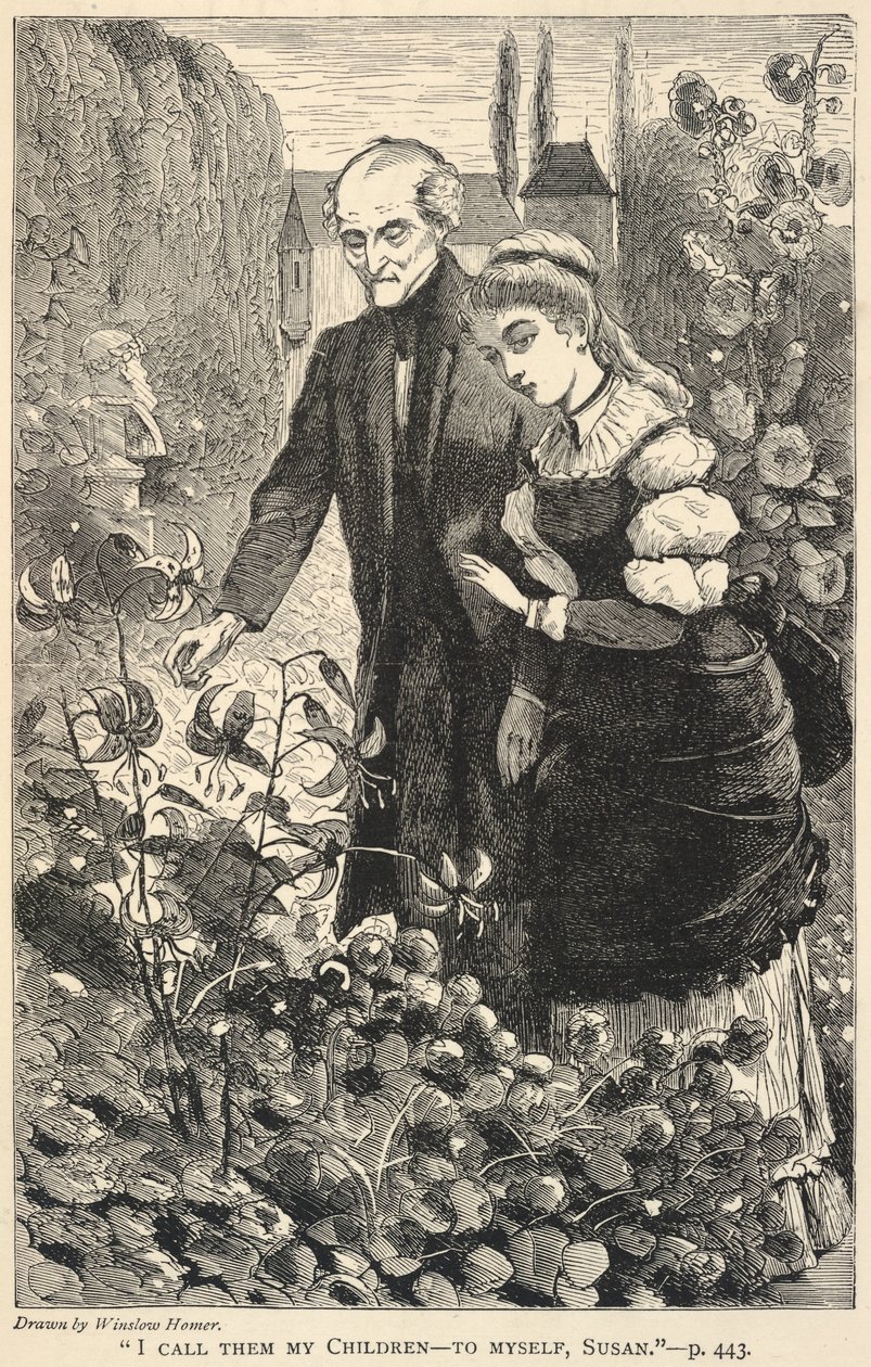 "Jeg kalder dem mine børn - for mig selv, Susan.", fra The Galaxy, oktober 1869 af Winslow Homer