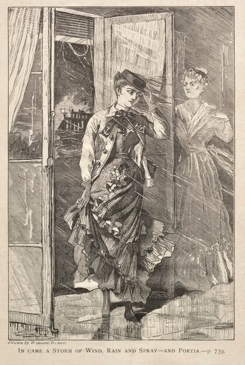 Ind kom en storm af vind, regn og sprøjt - og Portia af Winslow Homer