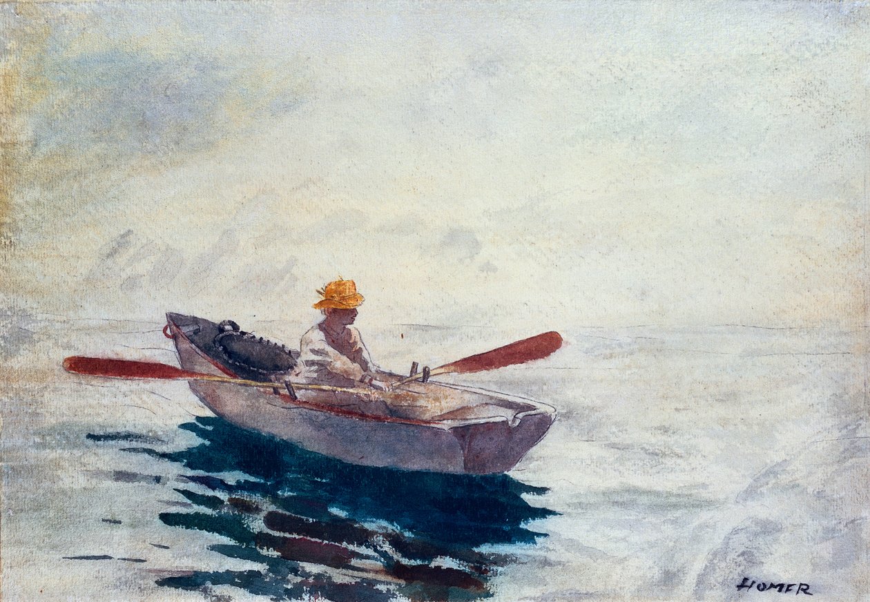 I en båd (akvarel, blyant og kuglepen på papir) af Winslow Homer