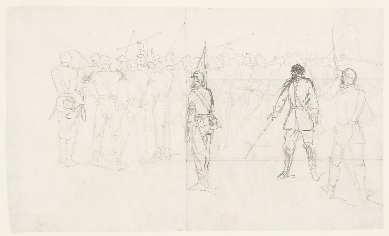 Infanteririfleøvelse, Sickles Regiment, Lees Mills, Virginia af Winslow Homer