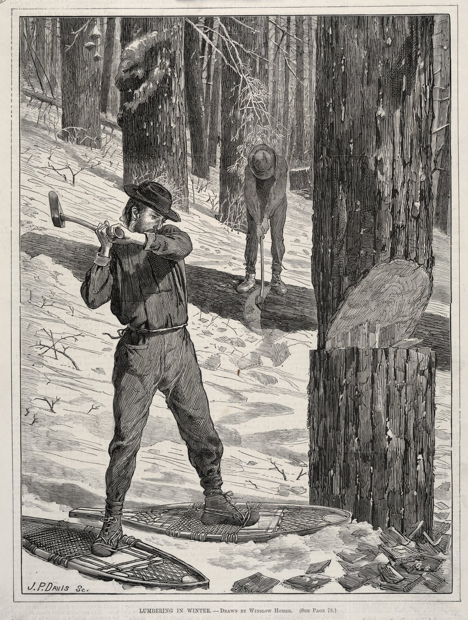 Tømmer om vinteren, 1871. af Winslow Homer