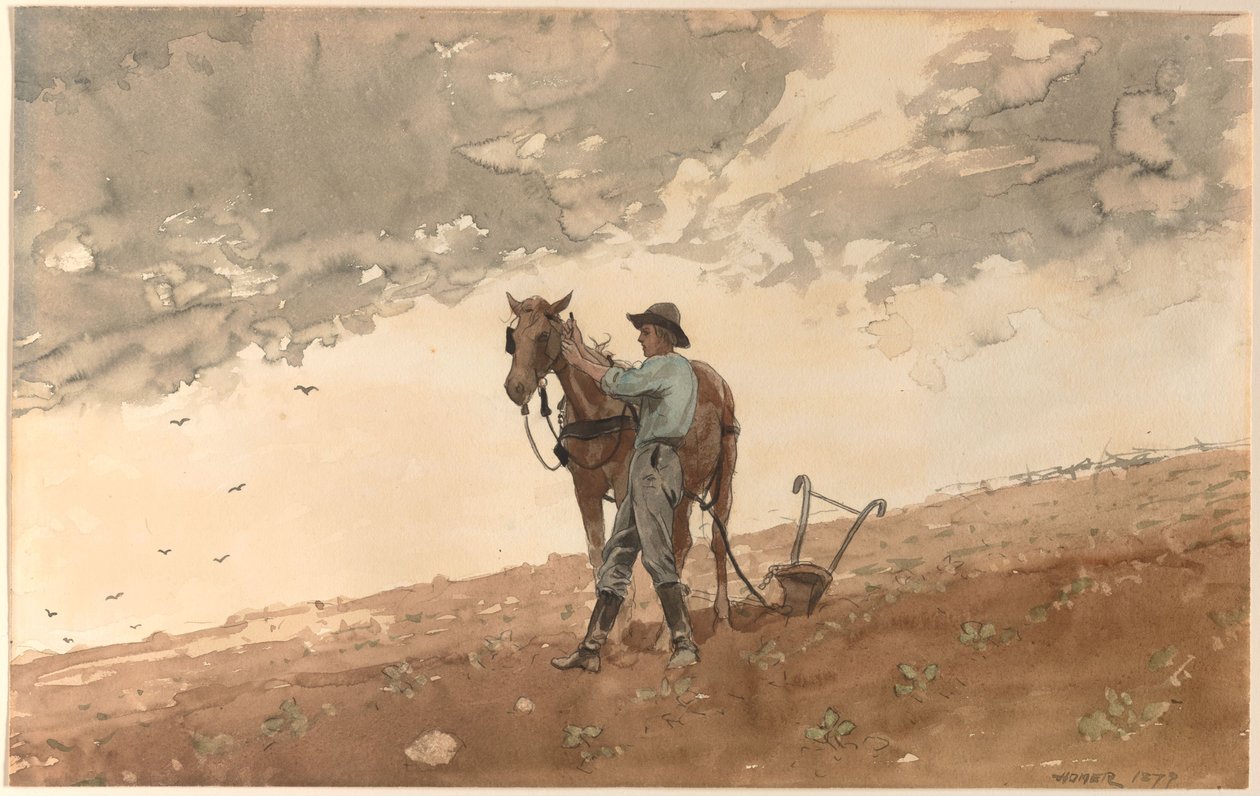 Mand med plovhest af Winslow Homer