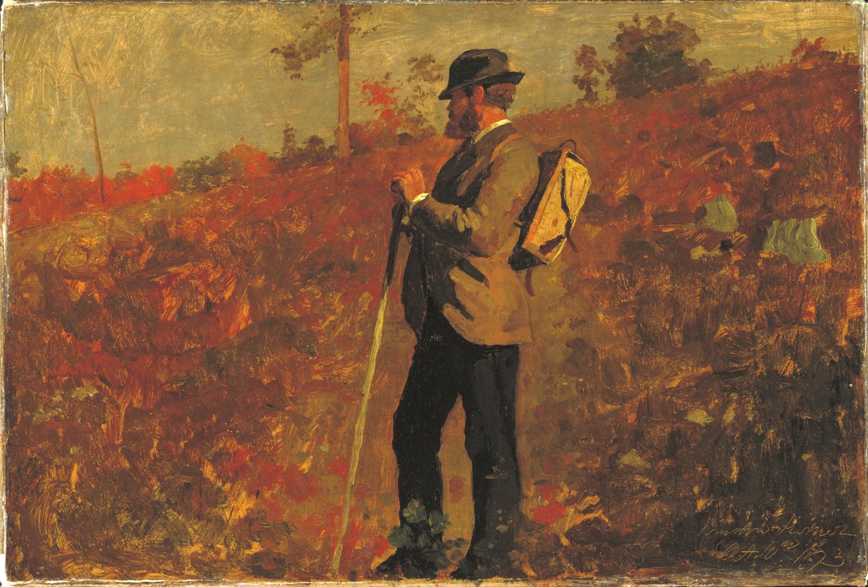 Mand med rygsæk af Winslow Homer