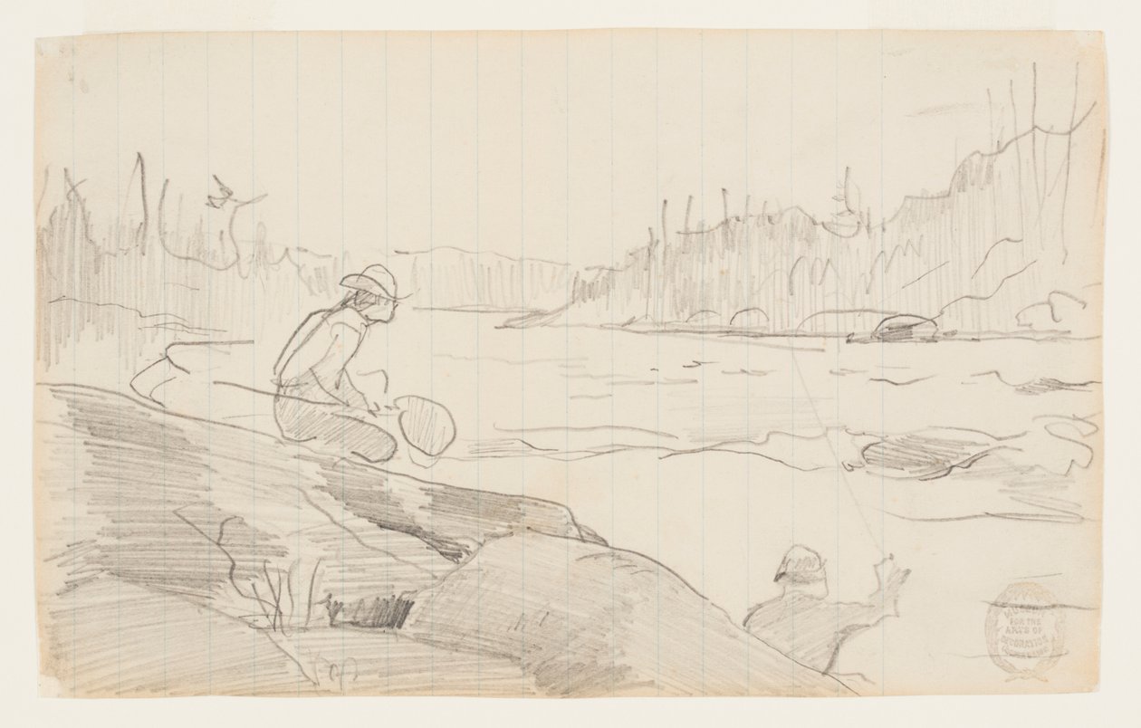 Mænd, der fisker med stang og net af Winslow Homer