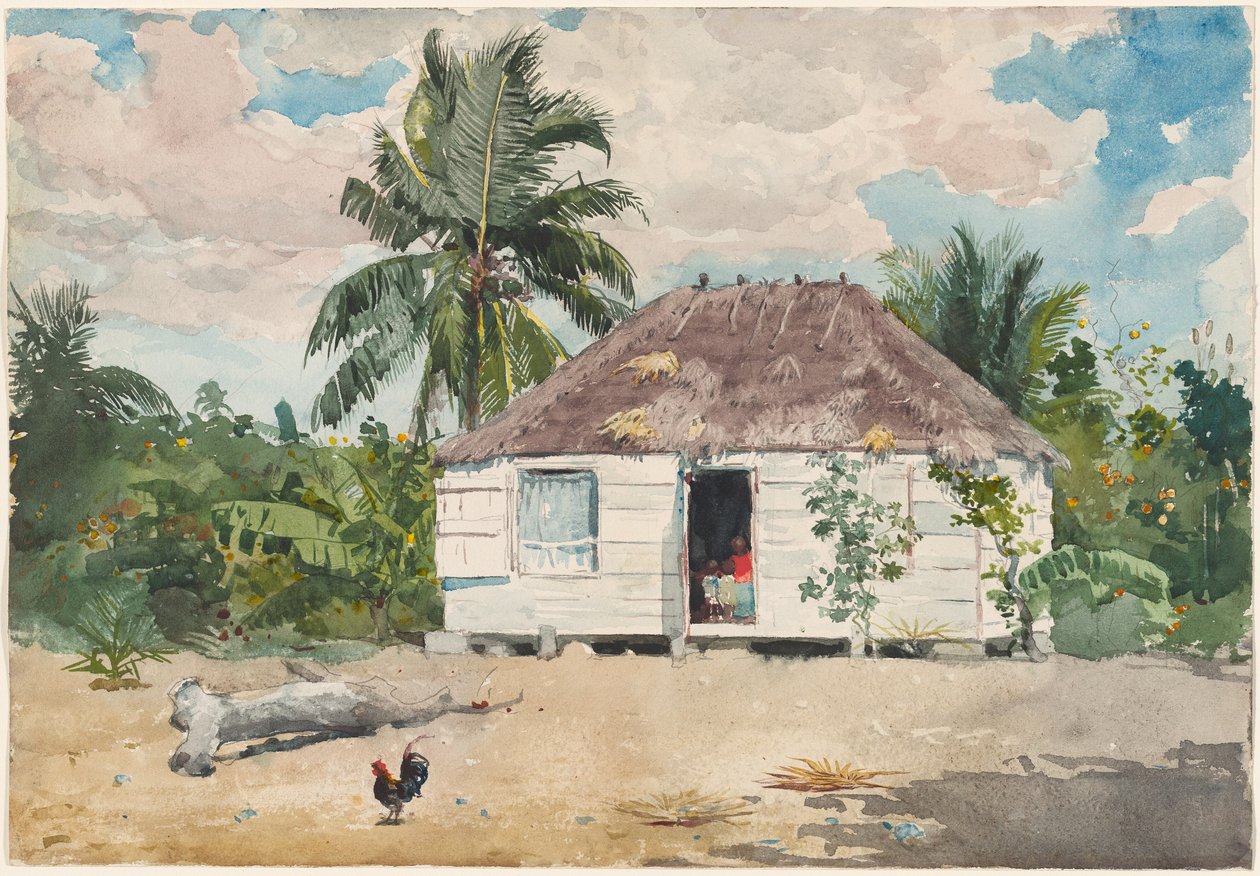 Indfødt hytte ved Nassau af Winslow Homer