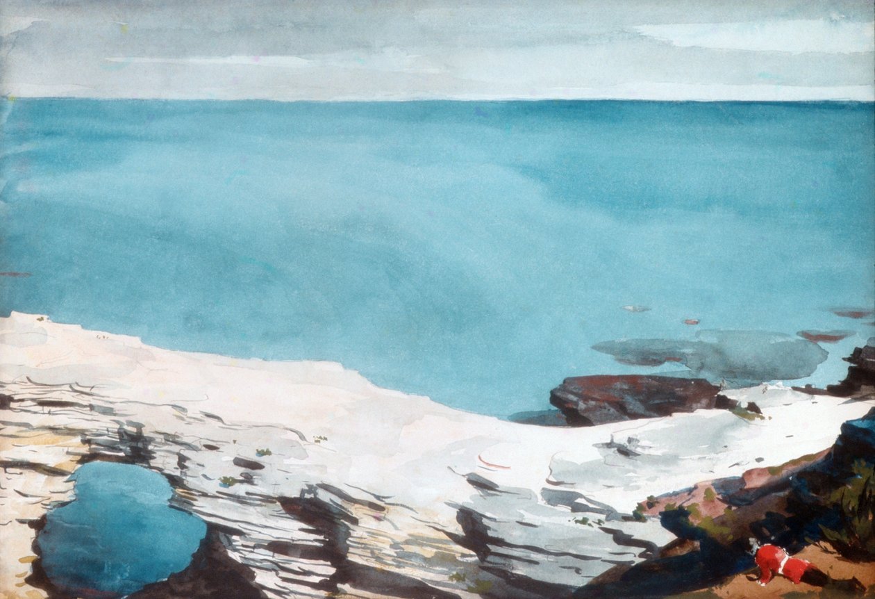 Natural Bridge, Bermuda, ca. 1901 (wc og grafit på hvidt vævet papir) af Winslow Homer