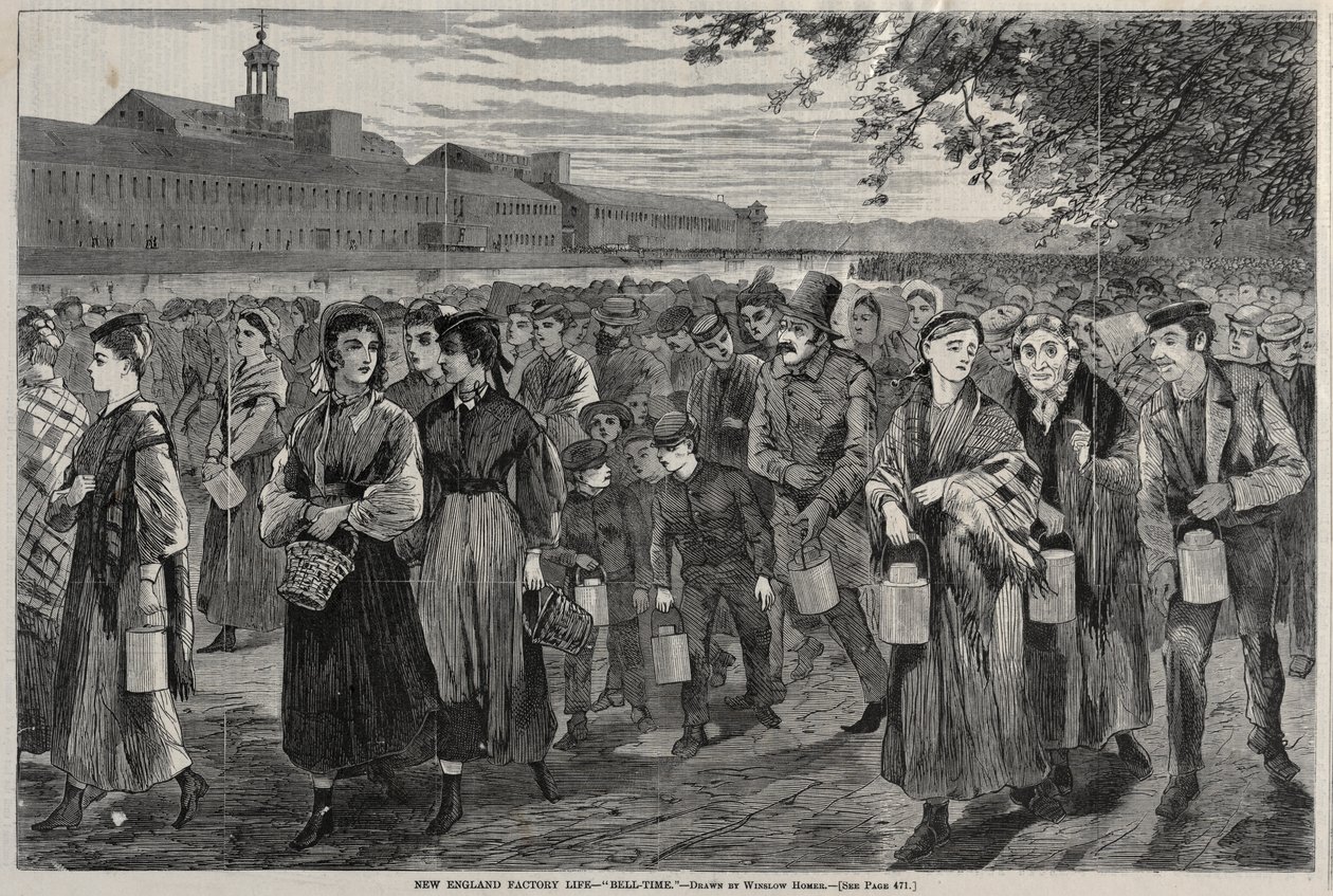 New England Factory Life - Bell-Time, 1868. af Winslow Homer