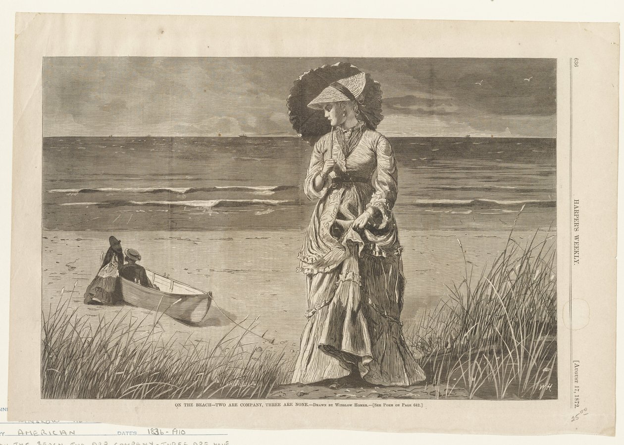På stranden - To er selskab, tre er ingen af Winslow Homer