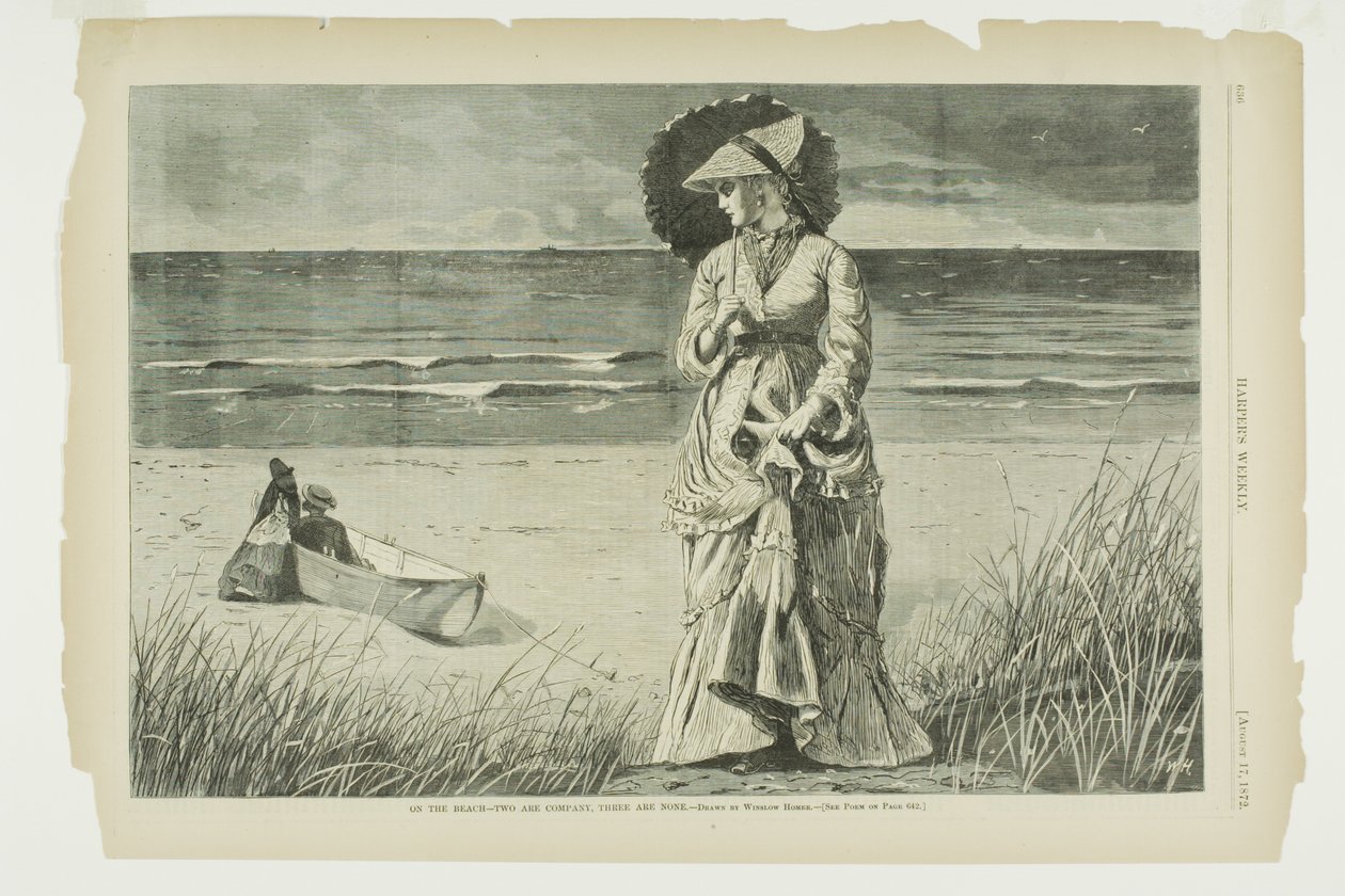 På stranden - to er selskab, tre er ingen af Winslow Homer