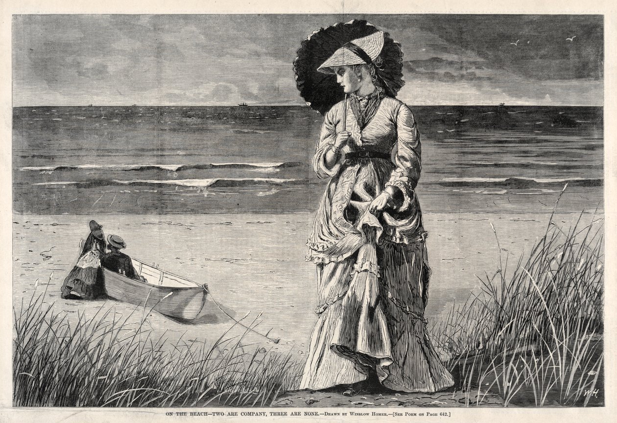 På stranden – To er selskab, tre er ingen af Winslow Homer