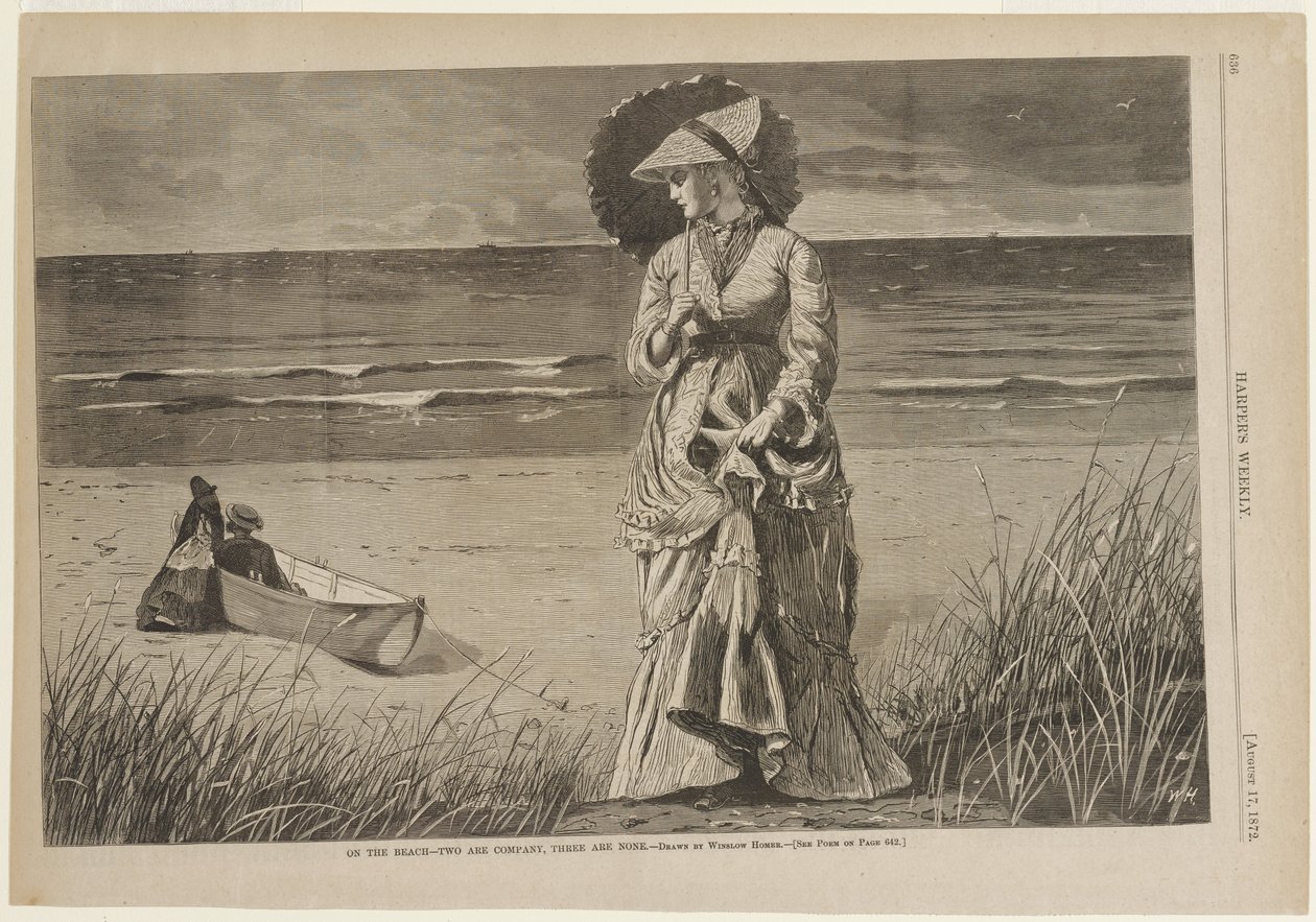 På stranden - To er selskab, tre er ingen af Winslow Homer