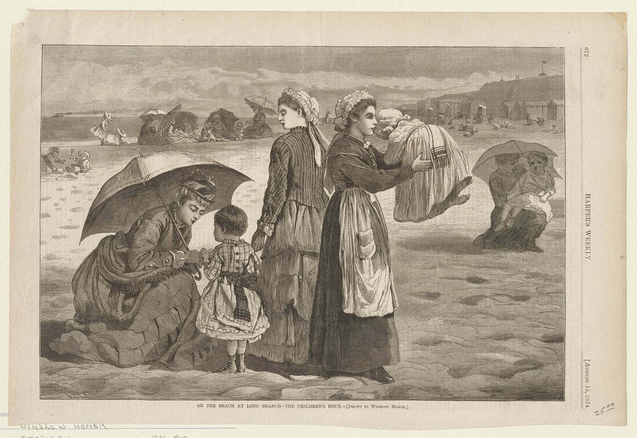 På stranden ved Long Branch - Børnenes time af Winslow Homer