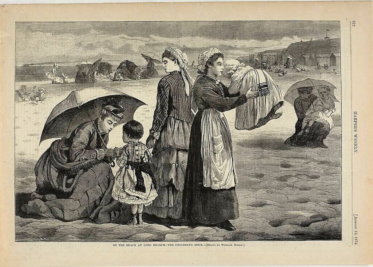 På stranden ved Long Branch - børnetimen af Winslow Homer