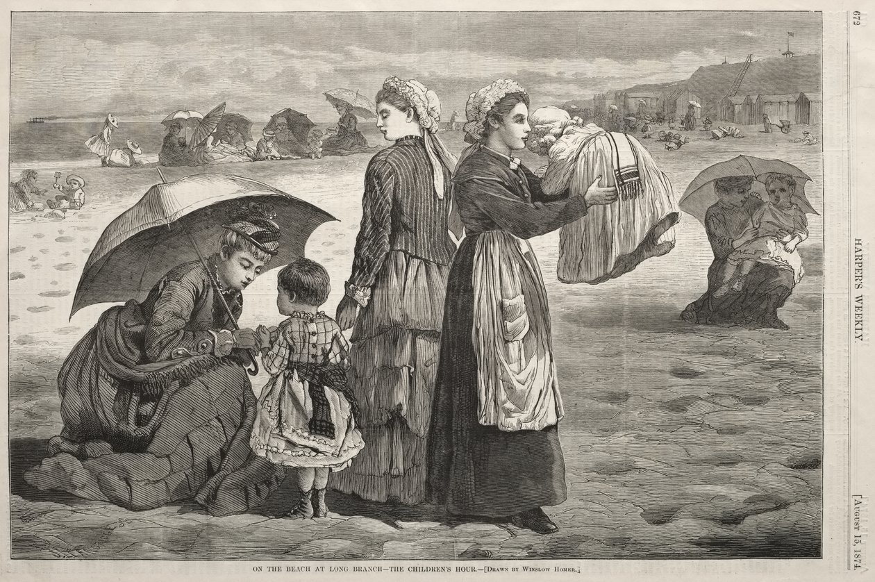 På stranden ved Long Branch – »The Children’s Hour« af Winslow Homer